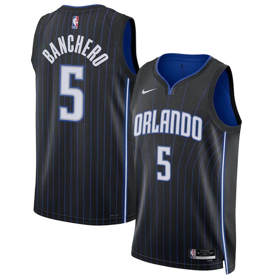 Men Orlando Magic #5 Paolo Banchero Nike Black Icon Edition 2022 NBA Draft First Round Pick Swingman Jersey->orlando magic->NBA Jersey
